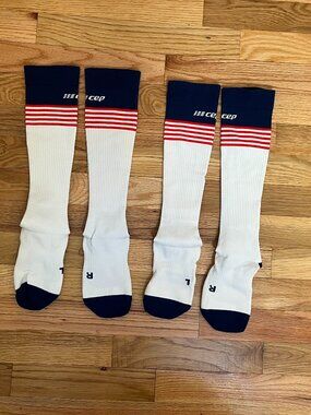 Lot of 2 Pairs Men's III Medium 7-9 CEP Running Compression Socks White